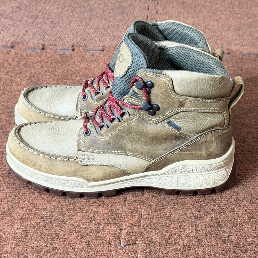 ECCO Track Gore-Tex Men Hiking Boots Tan Beige Leather EU 41 Waterproof Slovakia